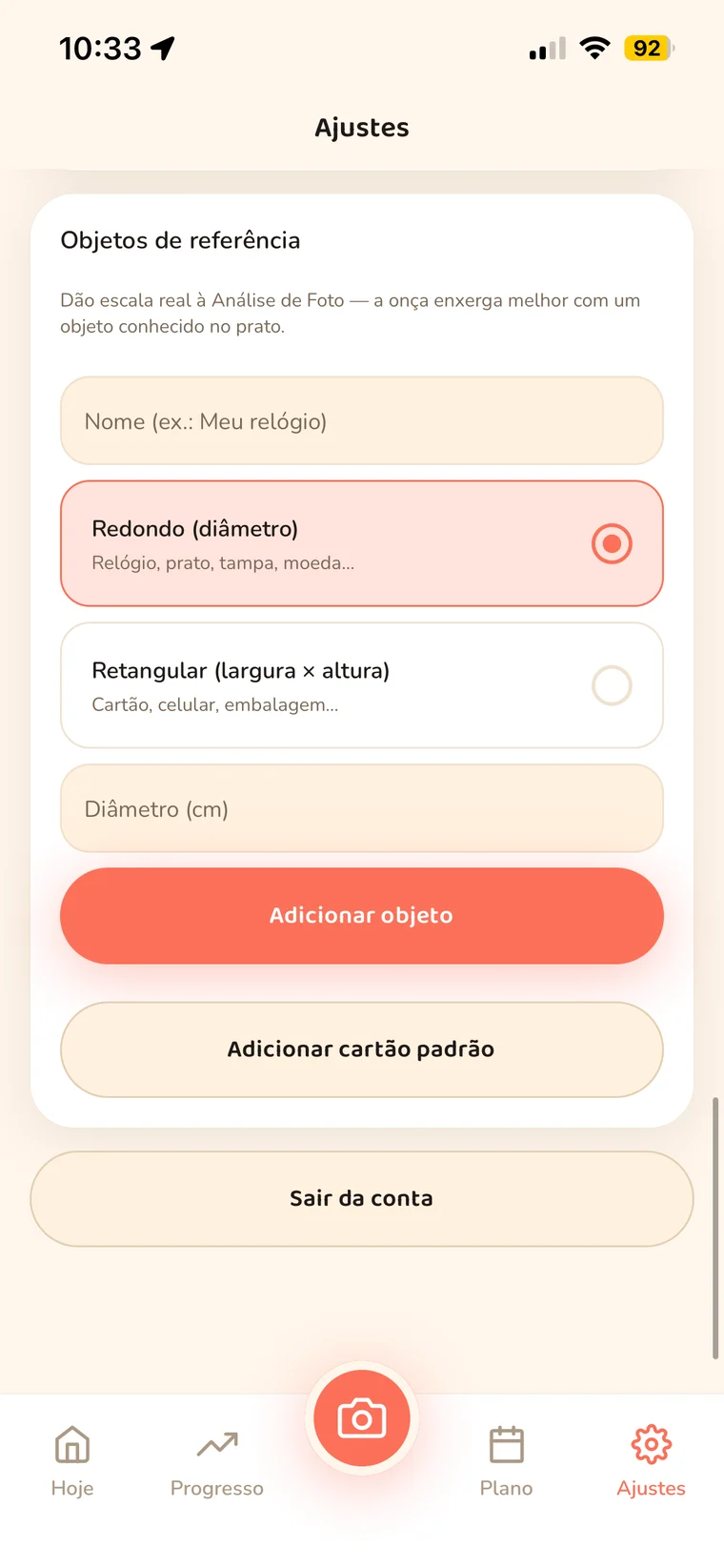 Tela de precisão de porção do OnKalo